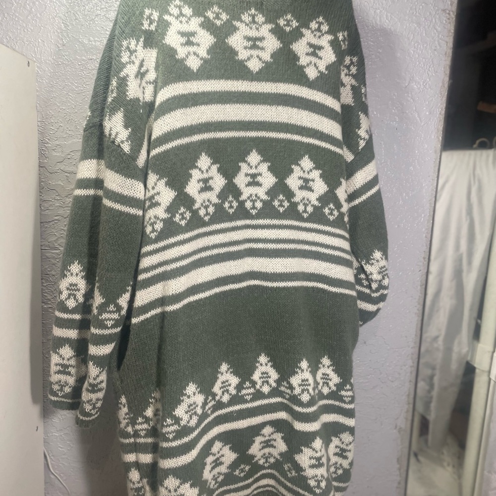 Knox Rose Forest Green and Cream Cardigan nordic lagenlook Fair isle cottagecore - Picture 5 of 8